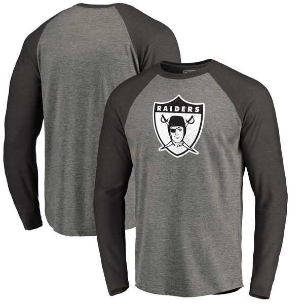 Oakland Raiders NFL Pro Line by Fanatics Branded Throwback Logo Big & Tall Long Sleeve Tri-Blend Raglan T-Shirt - Gray Black,We sell and wholesale Oakland Raiders NFL Pro Line by Fanatics Branded Throwback Logo Big & Tall Long Sleeve Tri-Blend Raglan T-Shirt - Gray Black on line form chian!