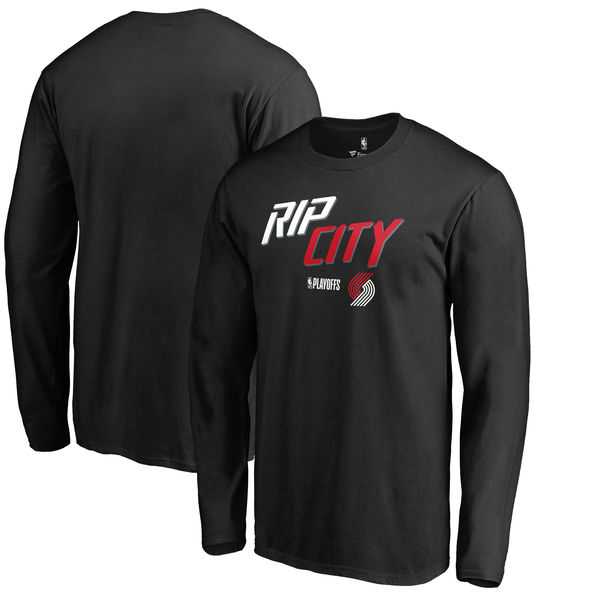 Portland Trail Blazers Fanatics Branded 2018 NBA Playoffs Slogan Long Sleeve T-Shirt Black,We sell and wholesale Portland Trail Blazers Fanatics Branded 2018 NBA Playoffs Slogan Long Sleeve T-Shirt Black on line form chian!