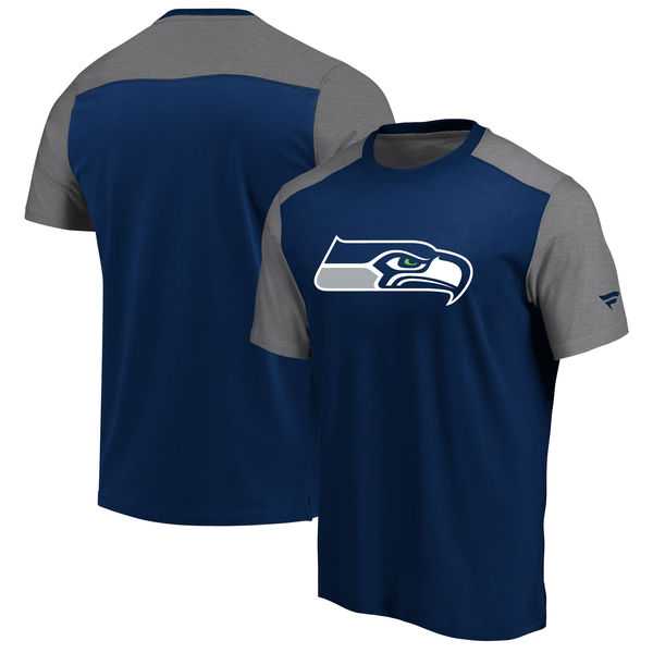 Seattle Seahawks NFL Pro Line by Fanatics Branded Iconic Color Block T-Shirt College Navy Heathered Gray,We sell and wholesale Seattle Seahawks NFL Pro Line by Fanatics Branded Iconic Color Block T-Shirt College Navy Heathered Gray on line form chian!