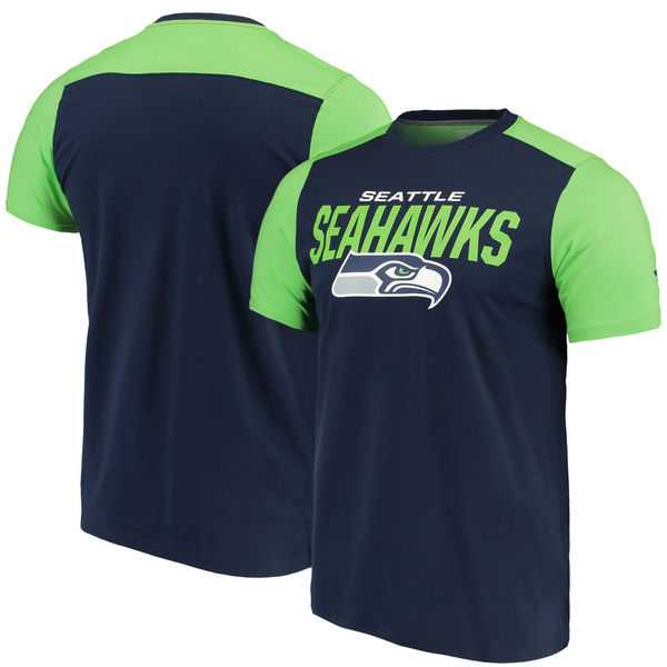 Seattle Seahawks NFL Pro Line by Fanatics Branded Iconic Color Blocked T-Shirt College Navy Neon Green,We sell and wholesale Seattle Seahawks NFL Pro Line by Fanatics Branded Iconic Color Blocked T-Shirt College Navy Neon Green on line form chian!