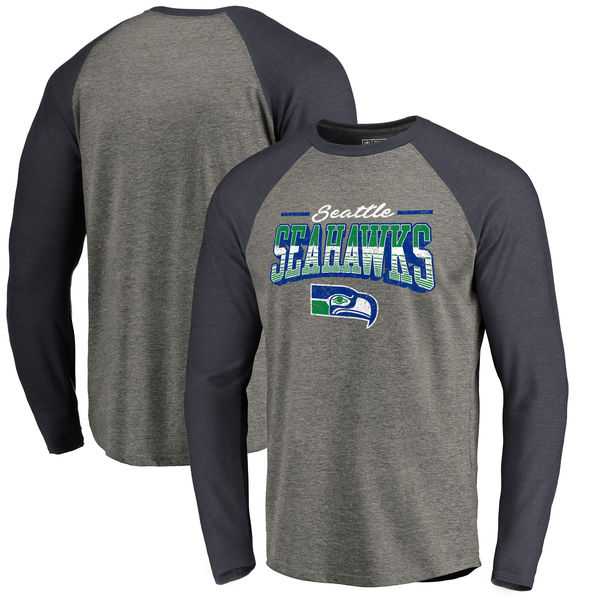 Seattle Seahawks NFL Pro Line by Fanatics Branded Throwback Collection Season Ticket Long Sleeve Tri-Blend Raglan T-Shirt - Heathered Gray College Navy,We sell and wholesale Seattle Seahawks NFL Pro Line by Fanatics Branded Throwback Collection Season Ticket Long Sleeve Tri-Blend Raglan T-Shirt - Heathered Gray College Navy on line form chian!