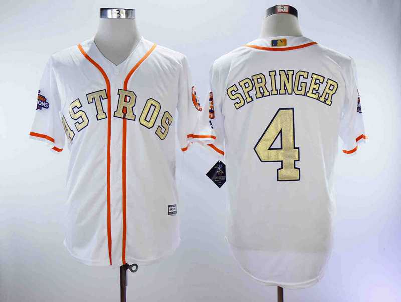 Astros 4 George Springer White 2018 Gold Program Cool Base Baseball Jerseys,We sell and wholesale Astros 4 George Springer White 2018 Gold Program Cool Base Baseball Jerseys on line form chian!