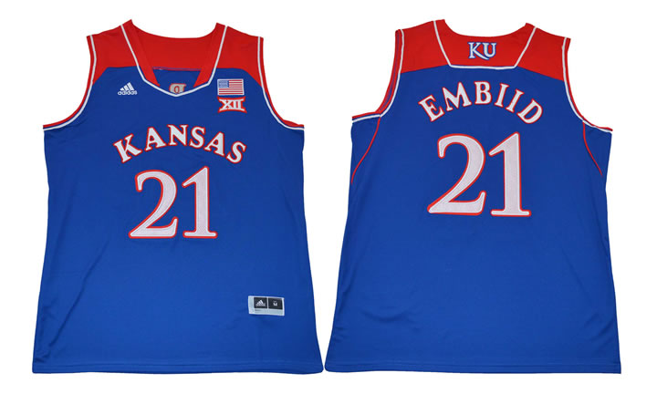 Kansas Jayhawks 21 Joel Embiid Blue College Basketball Stitched NBA Jersey,We sell and wholesale Kansas Jayhawks 21 Joel Embiid Blue College Basketball Stitched NBA Jersey on line form chian!