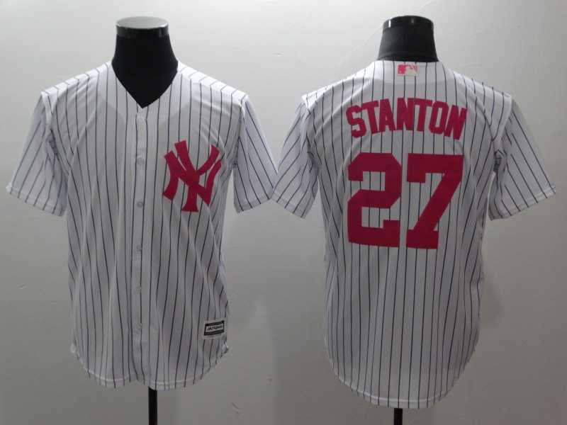 Yankees 27 Giancarlo Stanton White Pink Cool Base Baseball Jerseys,We sell and wholesale Yankees 27 Giancarlo Stanton White Pink Cool Base Baseball Jerseys on line form chian!