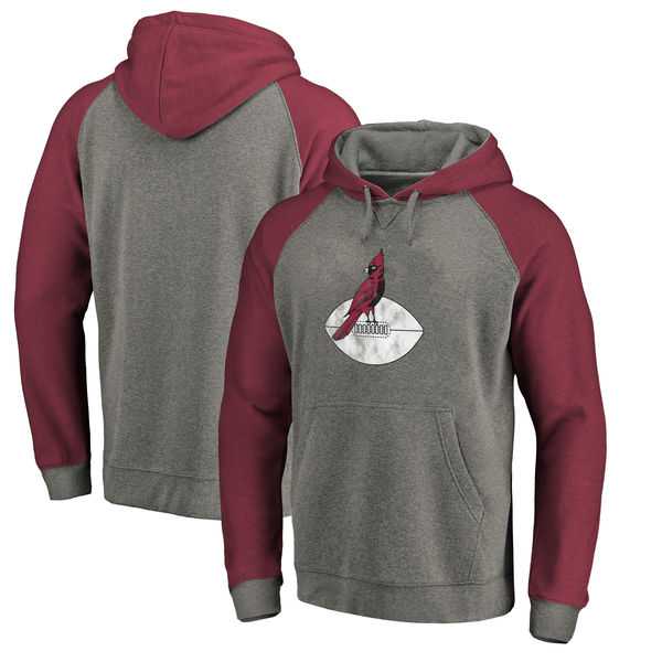 Arizona Cardinals NFL Pro Line by Fanatics Branded Throwback Logo Tri-Blend Raglan Pullover Hoodie Gray Cardinal,We sell and wholesale Arizona Cardinals NFL Pro Line by Fanatics Branded Throwback Logo Tri-Blend Raglan Pullover Hoodie Gray Cardinal on line form chian!