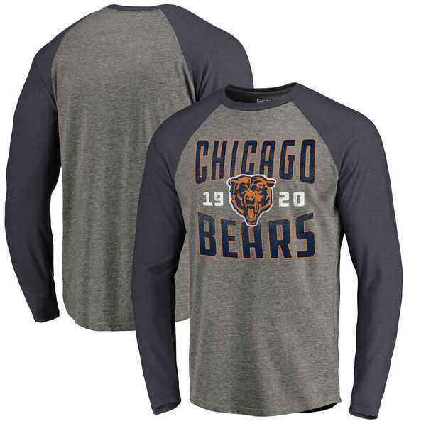 Chicago Bears NFL Pro Line by Fanatics Branded Timeless Collection Antique Stack Long Sleeve Tri-Blend Raglan T-Shirt Ash,We sell and wholesale Chicago Bears NFL Pro Line by Fanatics Branded Timeless Collection Antique Stack Long Sleeve Tri-Blend Raglan T-Shirt Ash on line form chian!