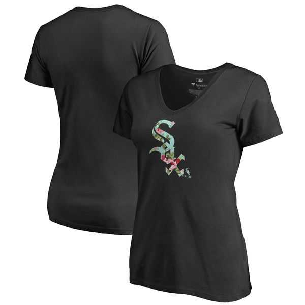 Chicago White Sox Fanatics Branded Women's Lovely Plus Size V Neck T-Shirt Black,We sell and wholesale Chicago White Sox Fanatics Branded Women's Lovely Plus Size V Neck T-Shirt Black on line form chian!