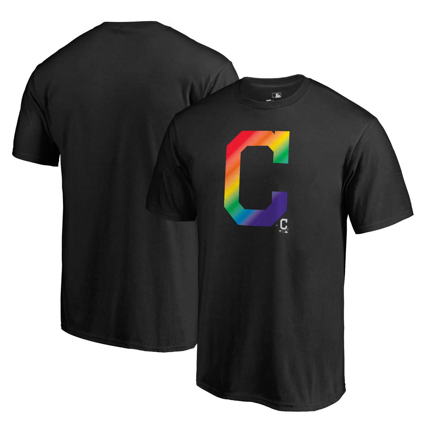 Cleveland Indians Fanatics Branded Pride Black T Shirt,We sell and wholesale Cleveland Indians Fanatics Branded Pride Black T Shirt on line form chian!
