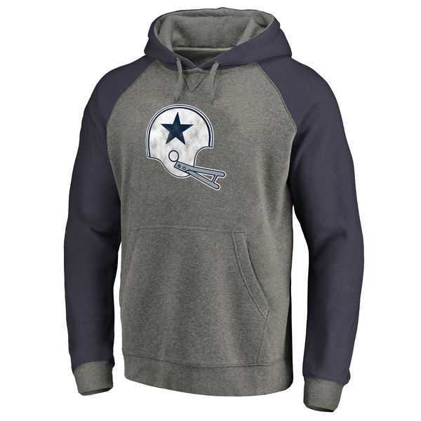 Dallas Cowboys NFL Pro Line by Fanatics Branded Gray Navy Throwback Logo Tri-Blend Raglan Pullover Hoodie 90Hou,We sell and wholesale Dallas Cowboys NFL Pro Line by Fanatics Branded Gray Navy Throwback Logo Tri-Blend Raglan Pullover Hoodie 90Hou on line form chian!