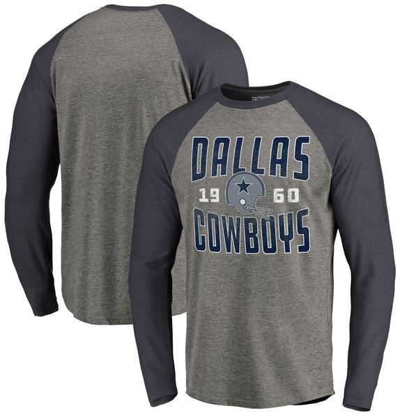 Dallas Cowboys NFL Pro Line by Fanatics Branded Timeless Collection Antique Stack Long Sleeve Tri-Blend Raglan T-Shirt Ash,We sell and wholesale Dallas Cowboys NFL Pro Line by Fanatics Branded Timeless Collection Antique Stack Long Sleeve Tri-Blend Raglan T-Shirt Ash on line form chian!