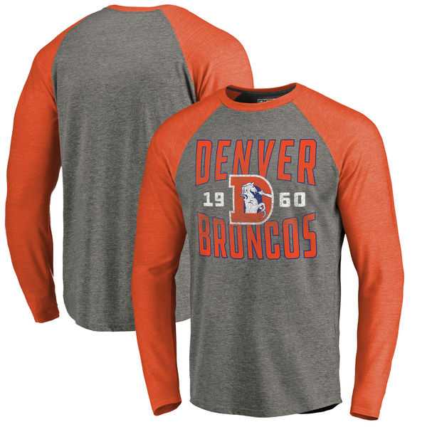 Denver Broncos NFL Pro Line by Fanatics Branded Timeless Collection Antique Stack Long Sleeve Tri-Blend Raglan T-Shirt Ash,We sell and wholesale Denver Broncos NFL Pro Line by Fanatics Branded Timeless Collection Antique Stack Long Sleeve Tri-Blend Raglan T-Shirt Ash on line form chian!