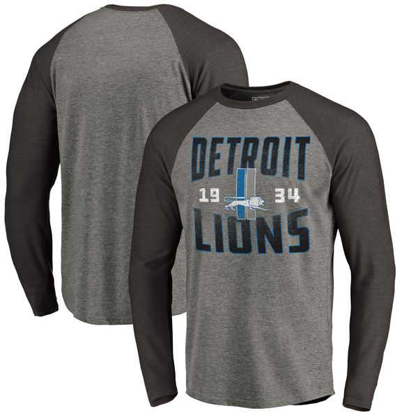 Detroit Lions NFL Pro Line by Fanatics Branded Timeless Collection Antique Stack Long Sleeve Tri-Blend Raglan T-Shirt Ash,We sell and wholesale Detroit Lions NFL Pro Line by Fanatics Branded Timeless Collection Antique Stack Long Sleeve Tri-Blend Raglan T-Shirt Ash on line form chian!
