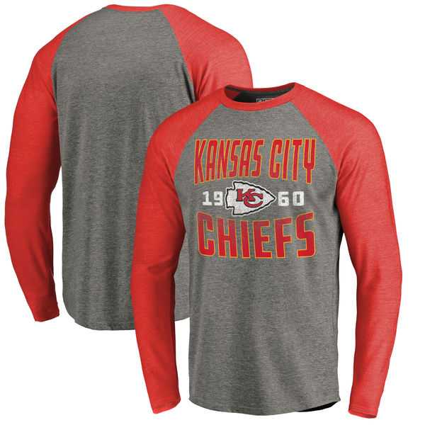 Kansas City Chiefs NFL Pro Line by Fanatics Branded Timeless Collection Antique Stack Long Sleeve Tri-Blend Raglan T-Shirt Ash,We sell and wholesale Kansas City Chiefs NFL Pro Line by Fanatics Branded Timeless Collection Antique Stack Long Sleeve Tri-Blend Raglan T-Shirt Ash on line form chian!