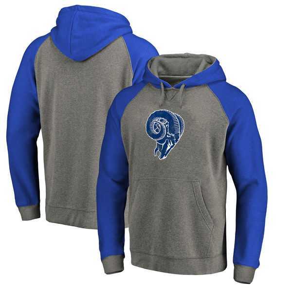 Los Angeles Rams NFL Pro Line by Fanatics Branded Gray Royal Throwback Logo Tri-Blend Raglan Pullover Hoodie 90Hou,We sell and wholesale Los Angeles Rams NFL Pro Line by Fanatics Branded Gray Royal Throwback Logo Tri-Blend Raglan Pullover Hoodie 90Hou on line form chian!