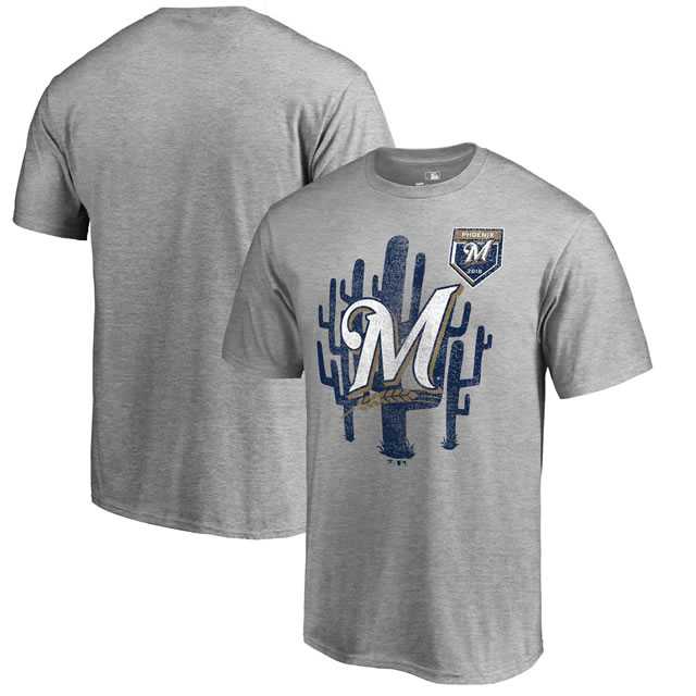 Milwaukee Brewers Fanatics Branded 2018 MLB Spring Training Vintage T Shirt Heather Gray,We sell and wholesale Milwaukee Brewers Fanatics Branded 2018 MLB Spring Training Vintage T Shirt Heather Gray on line form chian!