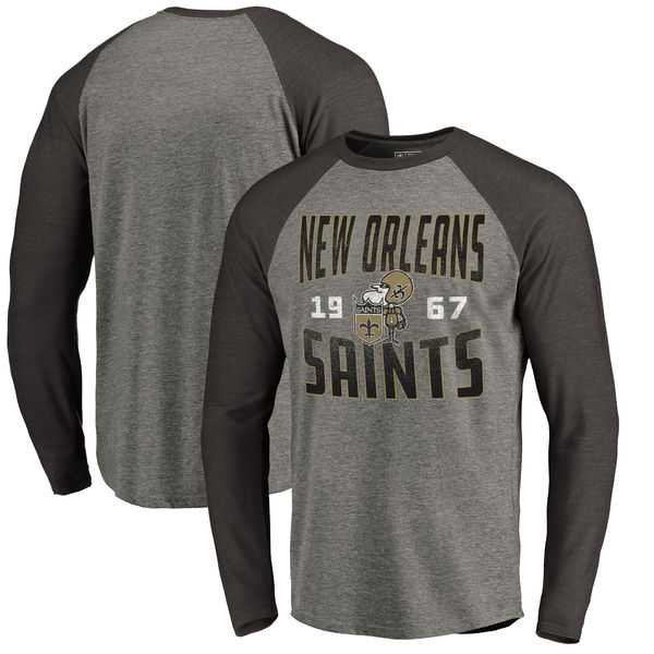 New Orleans Saints NFL Pro Line by Fanatics Branded Timeless Collection Antique Stack Long Sleeve Tri-Blend Raglan T-Shirt Ash,We sell and wholesale New Orleans Saints NFL Pro Line by Fanatics Branded Timeless Collection Antique Stack Long Sleeve Tri-Blend Raglan T-Shirt Ash on line form chian!