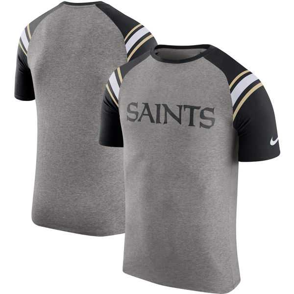 New Orleans Saints Nike Enzyme Shoulder Stripe Raglan T-Shirt - Heathered Gray,We sell and wholesale New Orleans Saints Nike Enzyme Shoulder Stripe Raglan T-Shirt - Heathered Gray on line form chian!