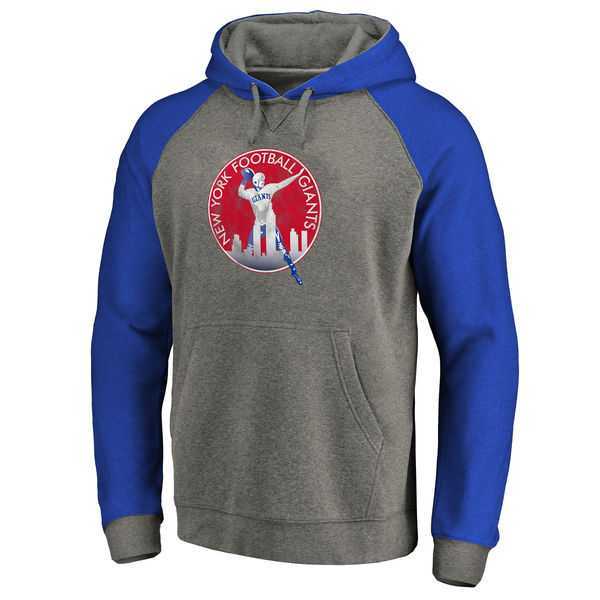 New York Giants NFL Pro Line by Fanatics Branded Gray  Royal Throwback Logo Tri-Blend Raglan Pullover Hoodie 90Hou,We sell and wholesale New York Giants NFL Pro Line by Fanatics Branded Gray  Royal Throwback Logo Tri-Blend Raglan Pullover Hoodie 90Hou on line form chian!