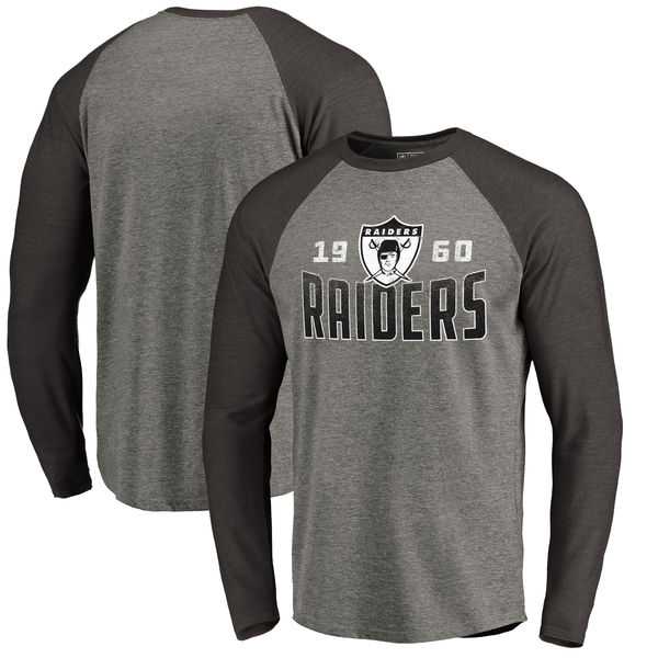 Oakland Raiders NFL Pro Line by Fanatics Branded Timeless Collection Antique Stack Long Sleeve Tri-Blend Raglan T-Shirt Ash,We sell and wholesale Oakland Raiders NFL Pro Line by Fanatics Branded Timeless Collection Antique Stack Long Sleeve Tri-Blend Raglan T-Shirt Ash on line form chian!