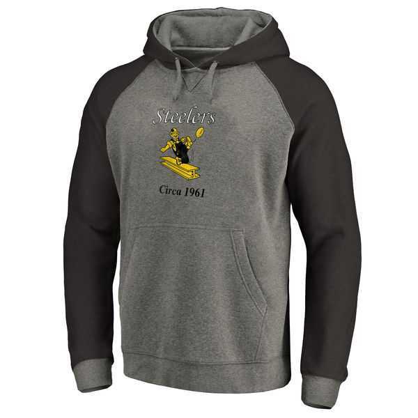 Pittsburgh Steelers NFL Pro Line by Fanatics Branded Gray Black Throwback Logo Big & Tall Tri-Blend Raglan Pullover Hoodie 90Hou,We sell and wholesale Pittsburgh Steelers NFL Pro Line by Fanatics Branded Gray Black Throwback Logo Big & Tall Tri-Blend Raglan Pullover Hoodie 90Hou on line form chian!