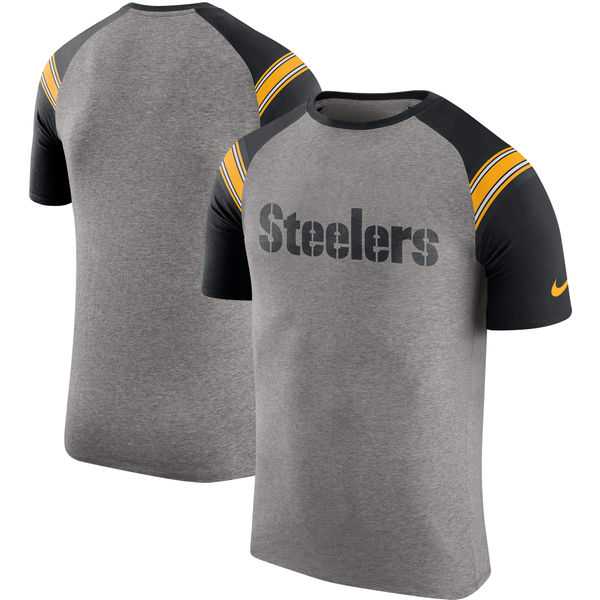 Pittsburgh Steelers Nike Enzyme Shoulder Stripe Raglan T-Shirt - Heathered Gray,We sell and wholesale Pittsburgh Steelers Nike Enzyme Shoulder Stripe Raglan T-Shirt - Heathered Gray on line form chian!