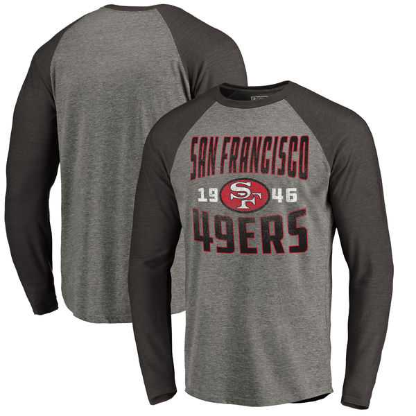 San Francisco 49ers NFL Pro Line by Fanatics Branded Timeless Collection Antique Stack Long Sleeve Tri-Blend Raglan T-Shirt Ash,We sell and wholesale San Francisco 49ers NFL Pro Line by Fanatics Branded Timeless Collection Antique Stack Long Sleeve Tri-Blend Raglan T-Shirt Ash on line form chian!