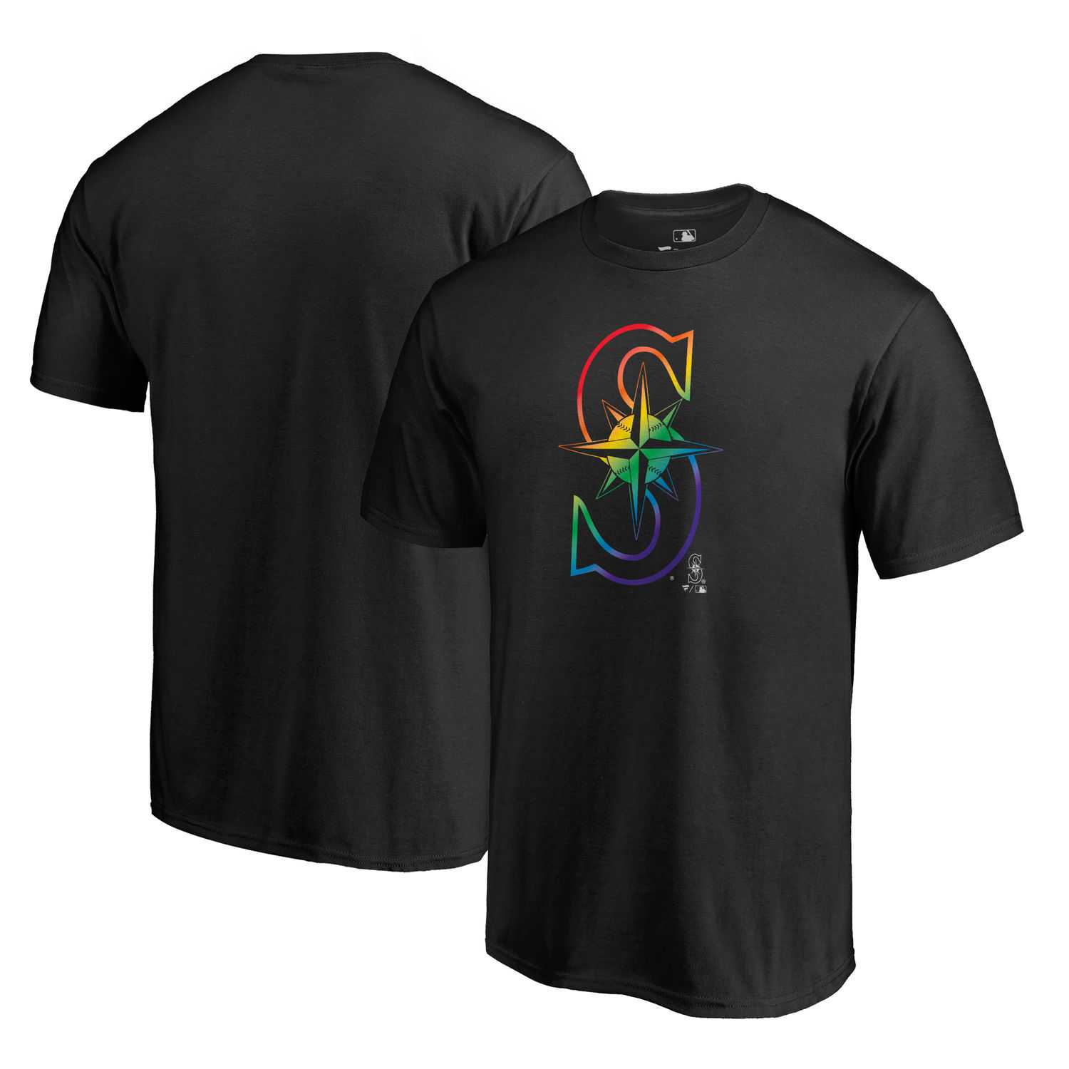 Seattle Mariners Fanatics Branded Pride Black T Shirt,We sell and wholesale Seattle Mariners Fanatics Branded Pride Black T Shirt on line form chian!