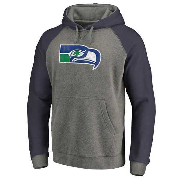 Seattle Seahawks NFL Pro Line by Fanatics Branded Gray College Navy Throwback Logo Tri-Blend Raglan Pullover Hoodie 90Hou,We sell and wholesale Seattle Seahawks NFL Pro Line by Fanatics Branded Gray College Navy Throwback Logo Tri-Blend Raglan Pullover Hoodie 90Hou on line form chian!