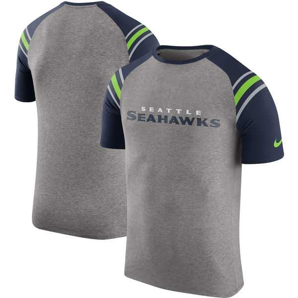 Seattle Seahawks Nike Enzyme Shoulder Stripe Raglan T-Shirt - Heathered Gray,We sell and wholesale Seattle Seahawks Nike Enzyme Shoulder Stripe Raglan T-Shirt - Heathered Gray on line form chian!