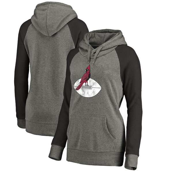 Women Arizona Cardinals NFL Pro Line by Fanatics Branded Throwback Logo Tri-Blend Raglan Plus Size Pullover Hoodie - GrayBlack,We sell and wholesale Women Arizona Cardinals NFL Pro Line by Fanatics Branded Throwback Logo Tri-Blend Raglan Plus Size Pullover Hoodie - GrayBlack on line form chian!