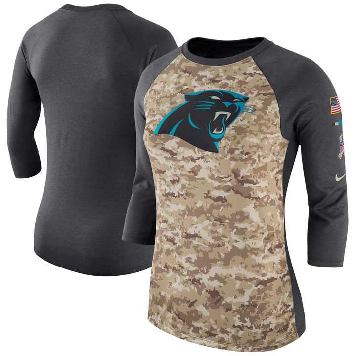 Women Carolina Panthers Nike Camo Charcoal Salute to Service Legend Three-Quarter Raglan Sleeve T-Shirt 90Hou,We sell and wholesale Women Carolina Panthers Nike Camo Charcoal Salute to Service Legend Three-Quarter Raglan Sleeve T-Shirt 90Hou on line form chian!