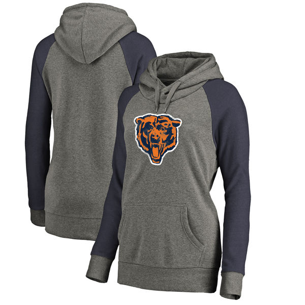 Women Chicago Bears NFL Pro Line by Fanatics Branded Throwback Logo Tri-Blend Raglan Plus Size Pullover Hoodie - GrayNavy,We sell and wholesale Women Chicago Bears NFL Pro Line by Fanatics Branded Throwback Logo Tri-Blend Raglan Plus Size Pullover Hoodie - GrayNavy on line form chian!