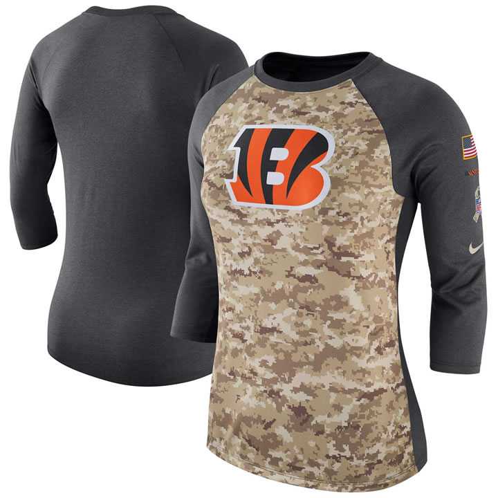 Women Cincinnati Bengals Nike Camo Charcoal Salute to Service Legend Three-Quarter Raglan Sleeve T-Shirt 90Hou,We sell and wholesale Women Cincinnati Bengals Nike Camo Charcoal Salute to Service Legend Three-Quarter Raglan Sleeve T-Shirt 90Hou on line form chian!