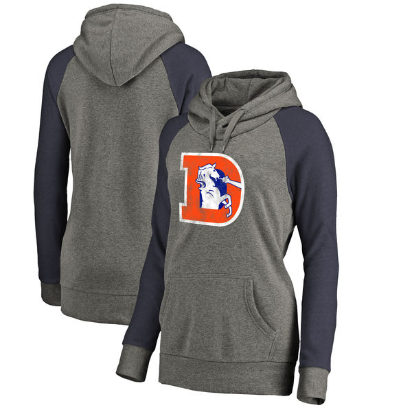 Women Denver Broncos NFL Pro Line by Fanatics Branded Throwback Logo Tri-Blend Raglan Plus Size Pullover Hoodie - GrayNavy,We sell and wholesale Women Denver Broncos NFL Pro Line by Fanatics Branded Throwback Logo Tri-Blend Raglan Plus Size Pullover Hoodie - GrayNavy on line form chian!