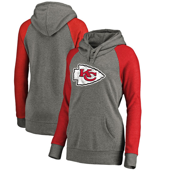 Women Kansas City Chiefs NFL Pro Line by Fanatics Branded Throwback Logo Tri-Blend Raglan Plus Size Pullover Hoodie - GrayRed,We sell and wholesale Women Kansas City Chiefs NFL Pro Line by Fanatics Branded Throwback Logo Tri-Blend Raglan Plus Size Pullover Hoodie - GrayRed on line form chian!