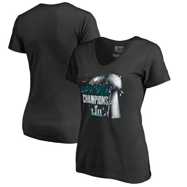 Women Philadelphia Eagles NFL Pro Line by Fanatics Branded Black Super Bowl LII Champions Lombardi V Neck T Shirt,We sell and wholesale Women Philadelphia Eagles NFL Pro Line by Fanatics Branded Black Super Bowl LII Champions Lombardi V Neck T Shirt on line form chian!