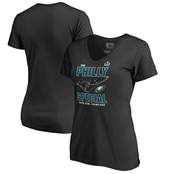 Women Philadelphia Eagles NFL Pro Line by Fanatics Branded Black Super Bowl LII Champions Philly Special 2.0 V Neck T Shirt,We sell and wholesale Women Philadelphia Eagles NFL Pro Line by Fanatics Branded Black Super Bowl LII Champions Philly Special 2.0 V Neck T Shirt on line form chian!