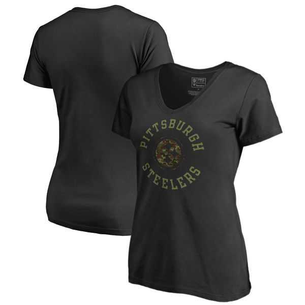 Women Pittsburgh Steelers NFL Pro Line by Fanatics Branded Camo Collection Liberty Plus Size V Neck T-Shirt Black,We sell and wholesale Women Pittsburgh Steelers NFL Pro Line by Fanatics Branded Camo Collection Liberty Plus Size V Neck T-Shirt Black on line form chian!