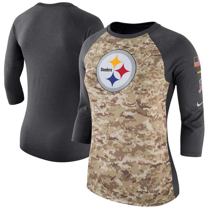 Women Pittsburgh Steelers Nike Camo Charcoal Salute to Service Legend Three-Quarter Raglan Sleeve T-Shirt 90Hou,We sell and wholesale Women Pittsburgh Steelers Nike Camo Charcoal Salute to Service Legend Three-Quarter Raglan Sleeve T-Shirt 90Hou on line form chian!