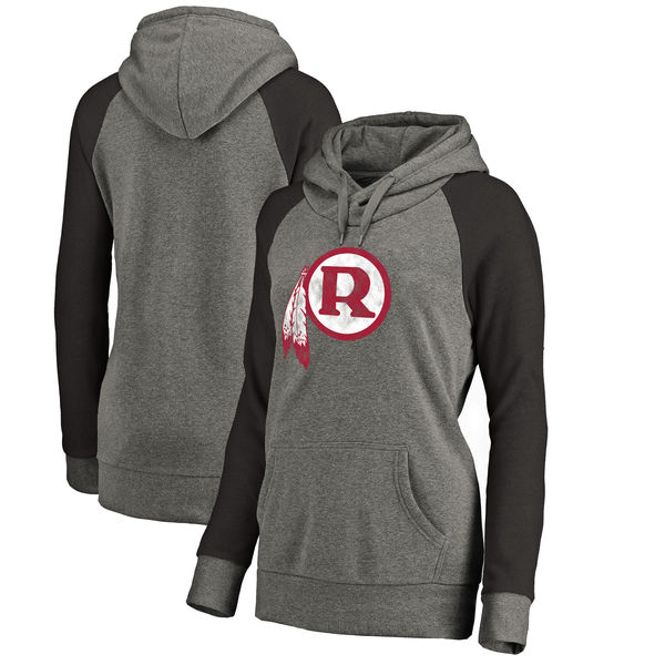 Women Washington Redskins NFL Pro Line by Fanatics Branded Throwback Logo Tri-Blend Raglan Plus Size Pullover Hoodie - GrayBlack,We sell and wholesale Women Washington Redskins NFL Pro Line by Fanatics Branded Throwback Logo Tri-Blend Raglan Plus Size Pullover Hoodie - GrayBlack on line form chian!