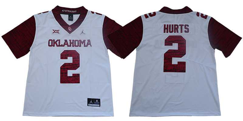 Oklahoma Sooners 2 Jalen Hurts White 47 Game Winning Streak College Football Jersey,We sell and wholesale Oklahoma Sooners 2 Jalen Hurts White 47 Game Winning Streak College Football Jersey on line form chian!