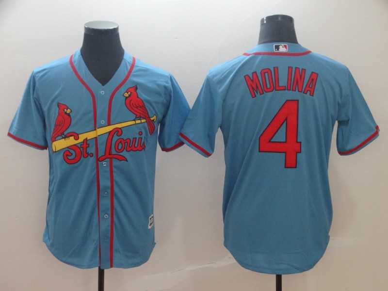 Cardinals 4 Yadier Molina Light Blue Cool Base Jersey,We sell and wholesale Cardinals 4 Yadier Molina Light Blue Cool Base Jersey on line form chian!