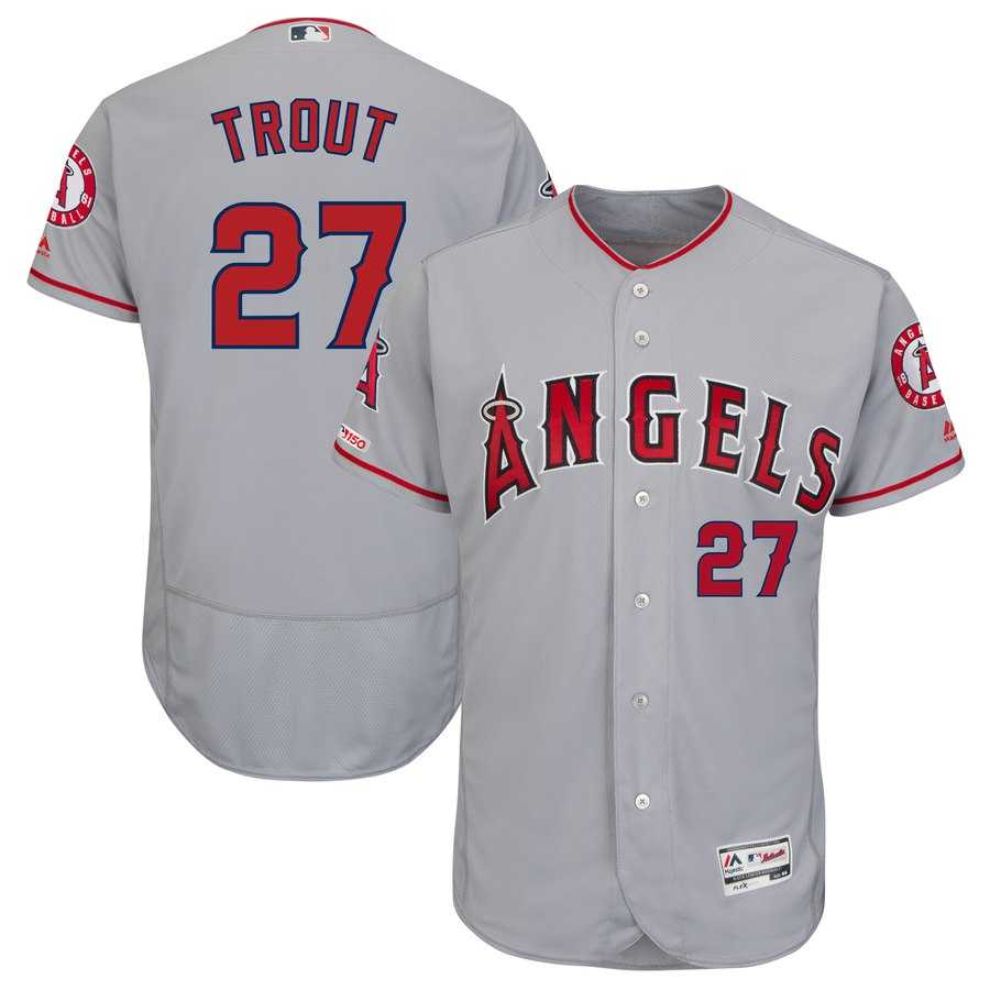 Angels 27 Mike Trout Gray 150th Patch Flexbase Jersey Dzhi,We sell and wholesale Angels 27 Mike Trout Gray 150th Patch Flexbase Jersey Dzhi on line form chian!