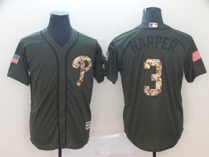 Phillies 3 Bryce Harper Olive Camo Salute To Service Cool Base Jersey,We sell and wholesale Phillies 3 Bryce Harper Olive Camo Salute To Service Cool Base Jersey on line form chian!