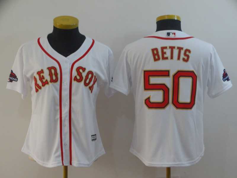 Women Red Sox 50 Mookie Betts White 2019 Gold Program Cool Base Jersey,We sell and wholesale Women Red Sox 50 Mookie Betts White 2019 Gold Program Cool Base Jersey on line form chian!