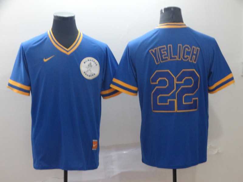 Brewers 22 Christian Yelich Royal Throwback Jerseys,We sell and wholesale Brewers 22 Christian Yelich Royal Throwback Jerseys on line form chian!