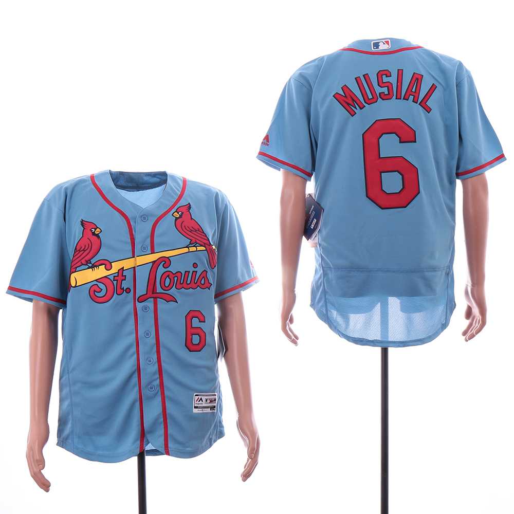 Cardinals 6 Stan Musial Light Blue Flexbase Jersey,We sell and wholesale Cardinals 6 Stan Musial Light Blue Flexbase Jersey on line form chian!