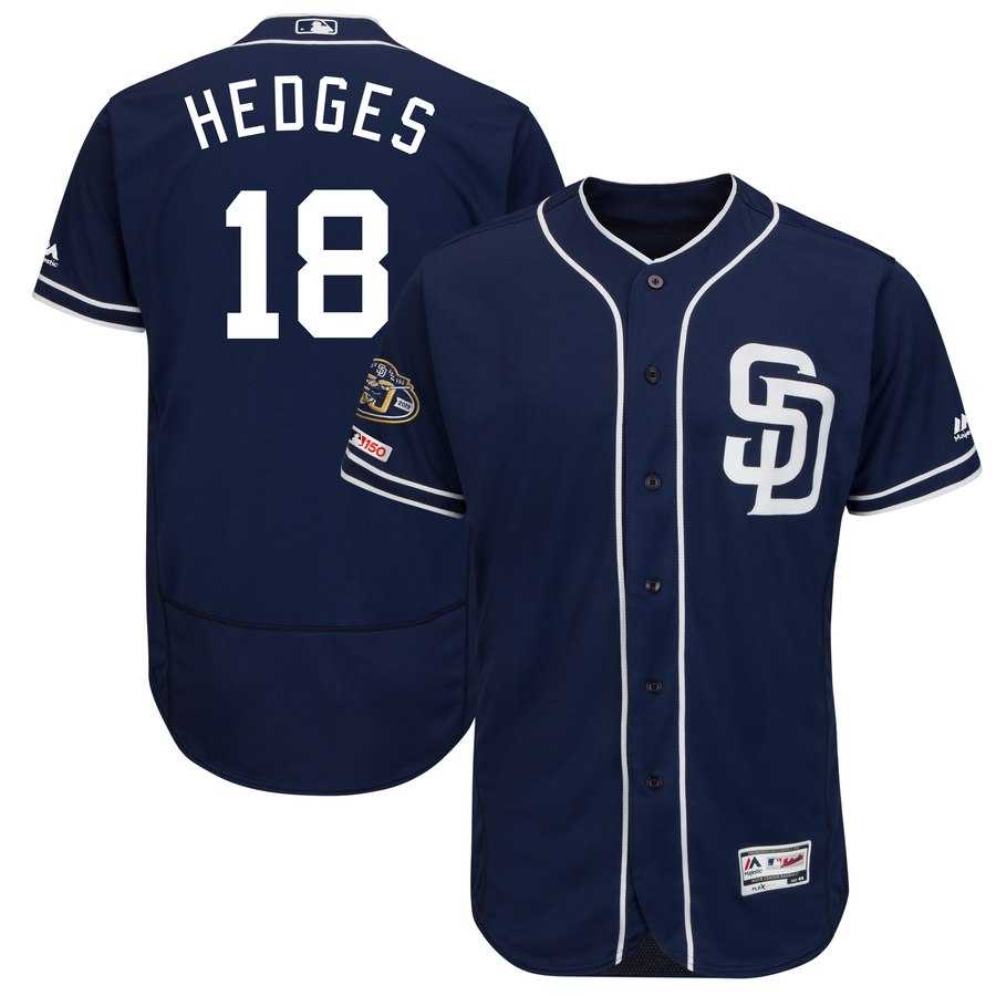 Padres 18 Austin Hedges Navy 50th Anniversary and 150th Patch FlexBase Jersey Dzhi,We sell and wholesale Padres 18 Austin Hedges Navy 50th Anniversary and 150th Patch FlexBase Jersey Dzhi on line form chian!