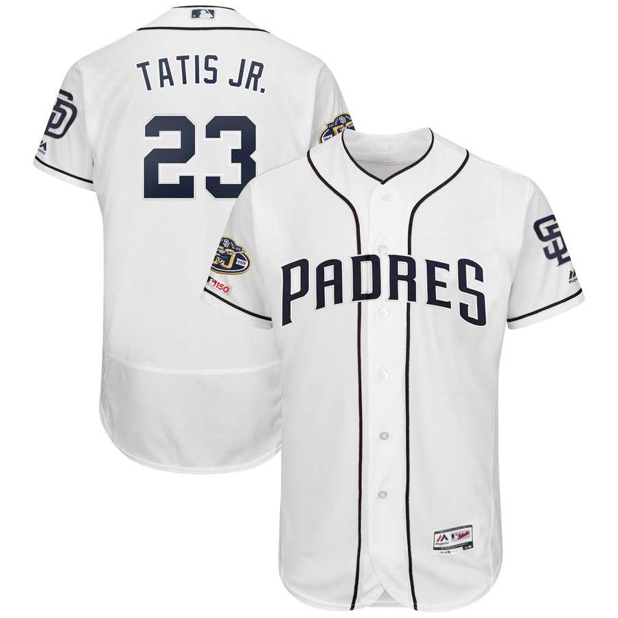 Padres 23 Fernando Tatis Jr. White 50th Anniversary and 150th Patch FlexBase Jersey Dzhi,We sell and wholesale Padres 23 Fernando Tatis Jr. White 50th Anniversary and 150th Patch FlexBase Jersey Dzhi on line form chian!