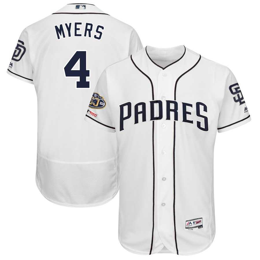 Padres 4 Wil Meyers White 50th Anniversary and 150th Patch FlexBase Jersey Dzhi,We sell and wholesale Padres 4 Wil Meyers White 50th Anniversary and 150th Patch FlexBase Jersey Dzhi on line form chian!